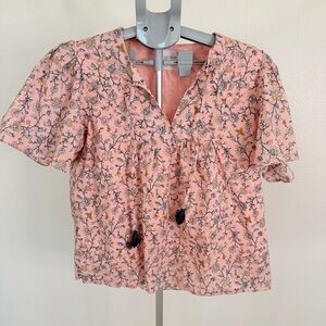 Hyacinth House Pink Floral Peasant Blouse – Size L